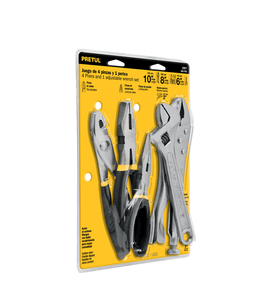 Juego de 4 pinzas y llave ajustable Pretul